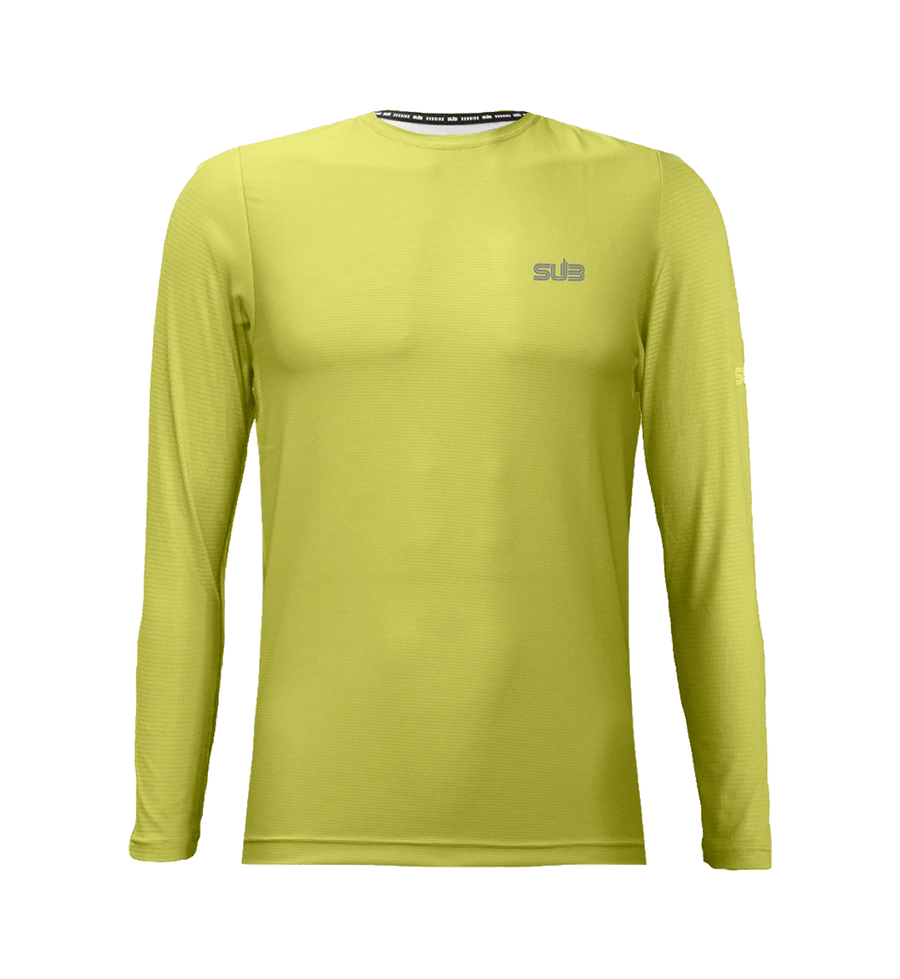 SUB Basic Men Long Sleeve Running Jersey Yellow