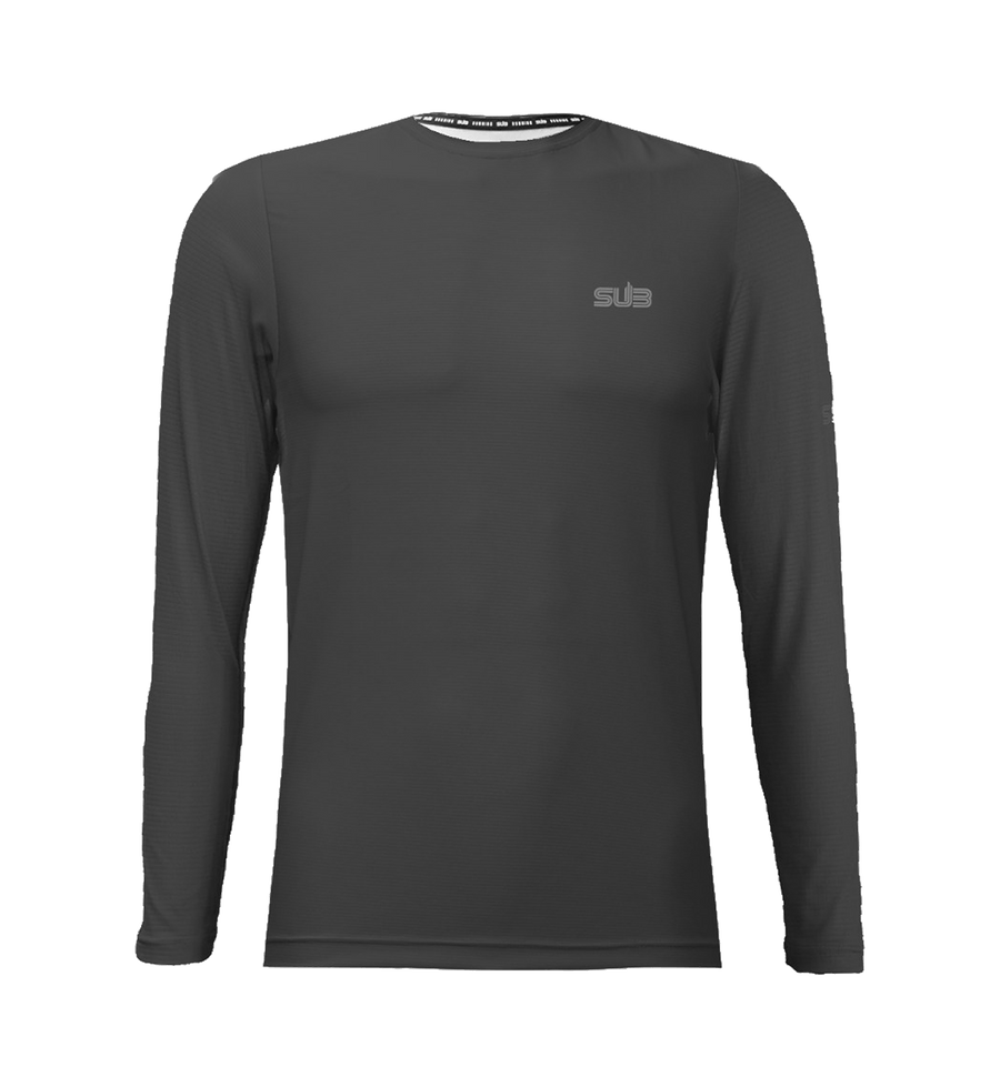 SUB Basic Men Long Sleeve Running Jersey Black