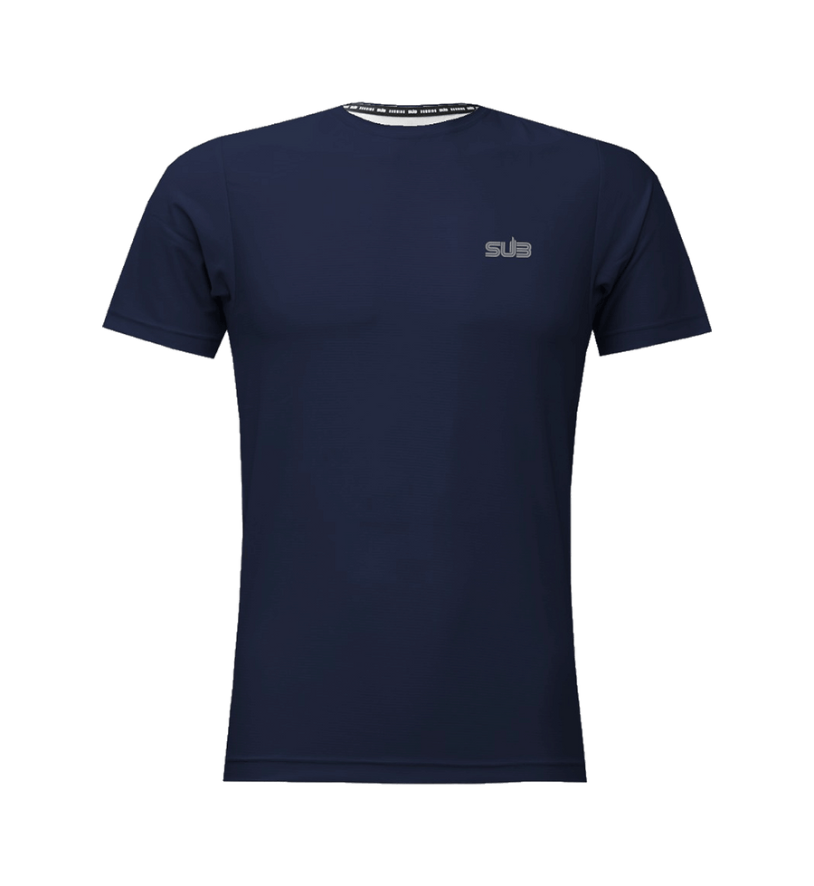 SUB Basic Men Short Sleeve Running Jersey Navy Blue