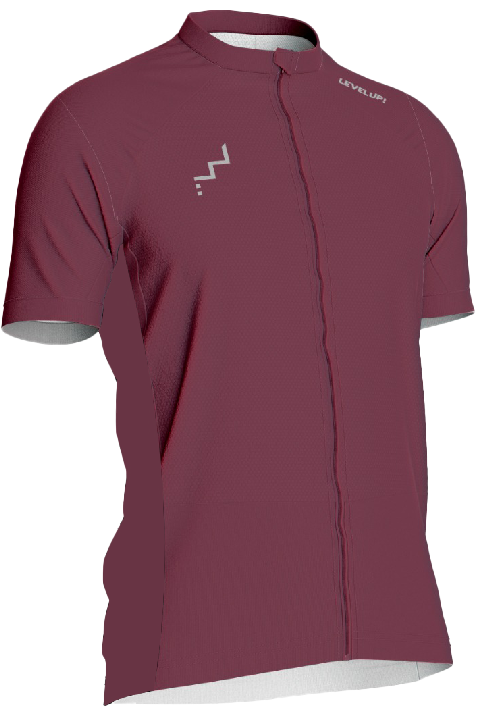 LEVEL UP UNISEX SHORT SLEEVE CYCLING JERSEY CRIMSON + FREE SOCK