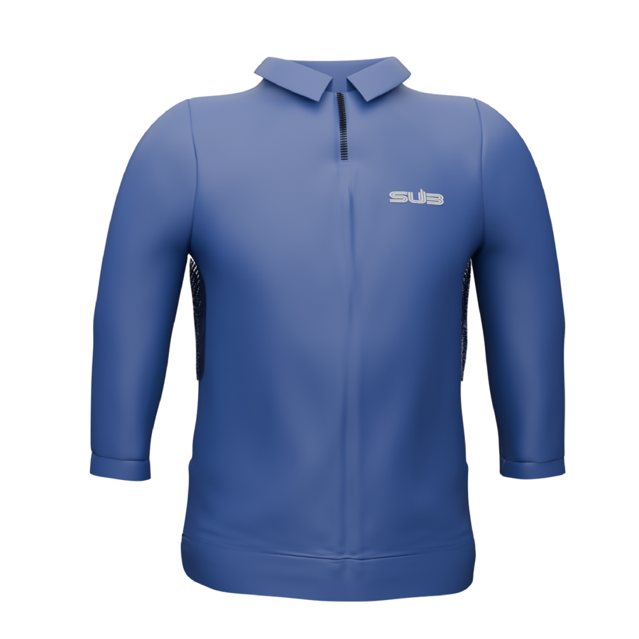 TAG TRAVERSE UNISEX LONG SLEEVE POLO GRAVEL BLUE