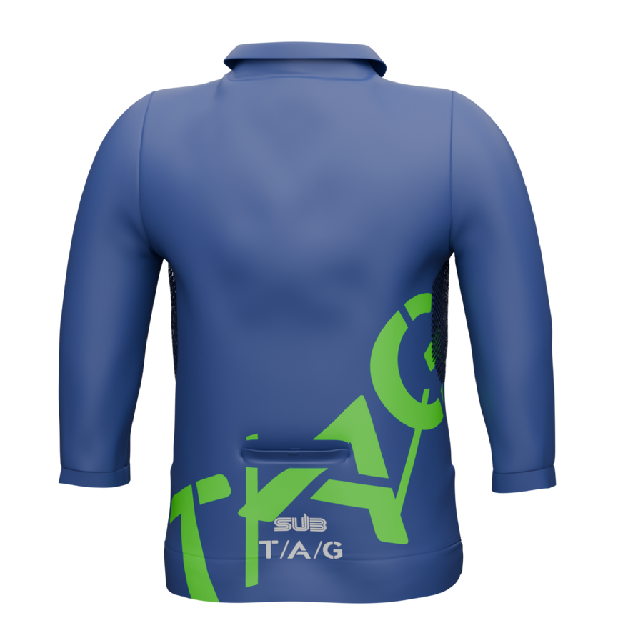 TAG TRAVERSE UNISEX LONG SLEEVE POLO GRAVEL BLUE