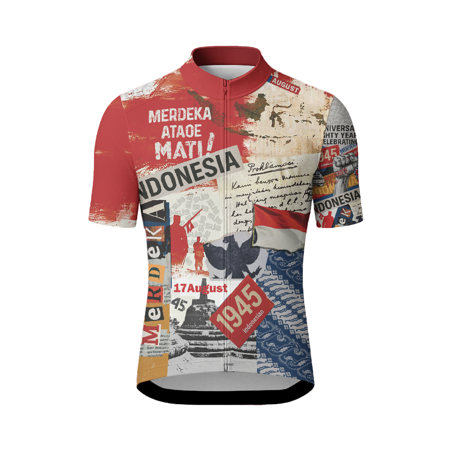 VINTAGE INDONESIA UNISEX SHORT SLEEVE CYCLING JERSEY RED