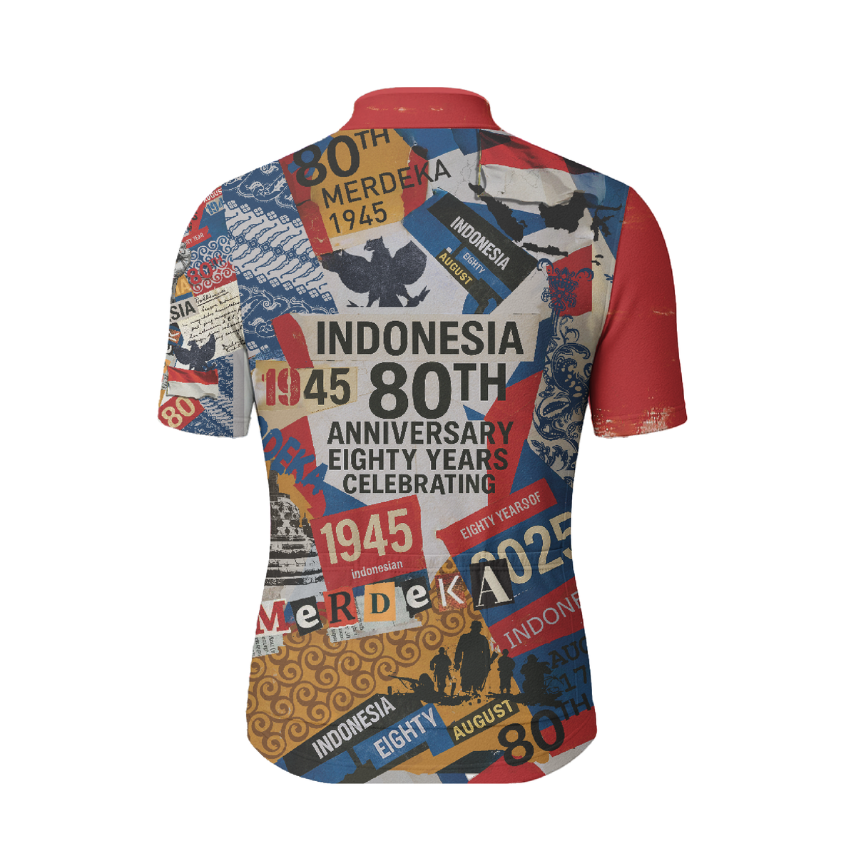 VINTAGE INDONESIA UNISEX SHORT SLEEVE CYCLING JERSEY RED