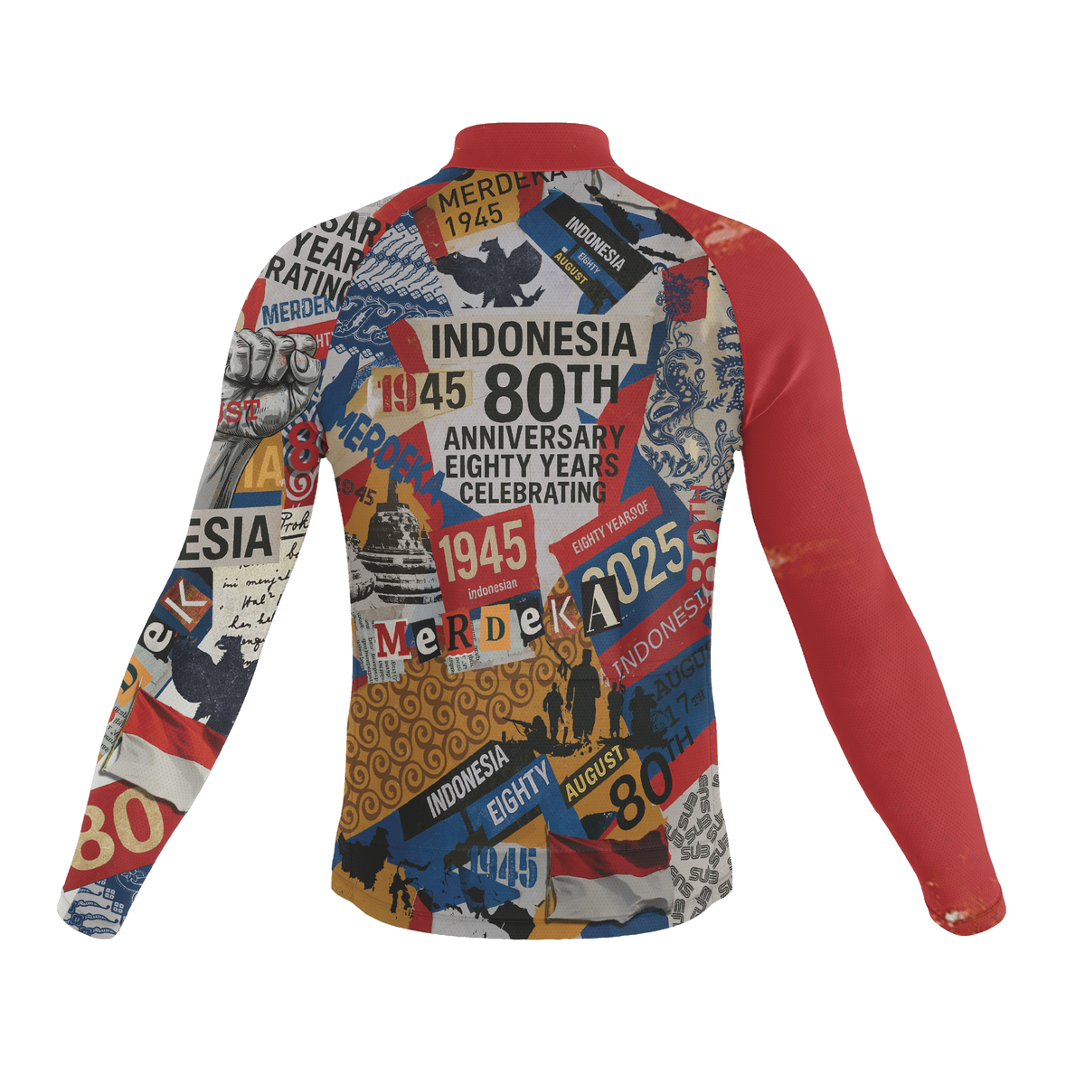 VINTAGE INDONESIA UNISEX LONG SLEEVE CYCLING JERSEY RED
