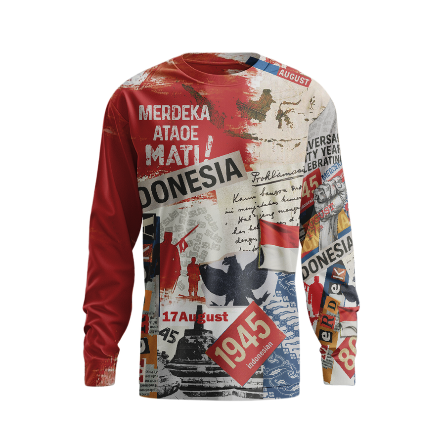 VINTAGE INDONESIA UNISEX LONG SLEEVE RUNNING JERSEY RED