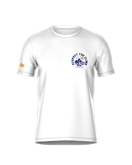 RESPECT THE CLIMB UNISEX SHORT SLEEVE RUNNING JERSEY WHITE
