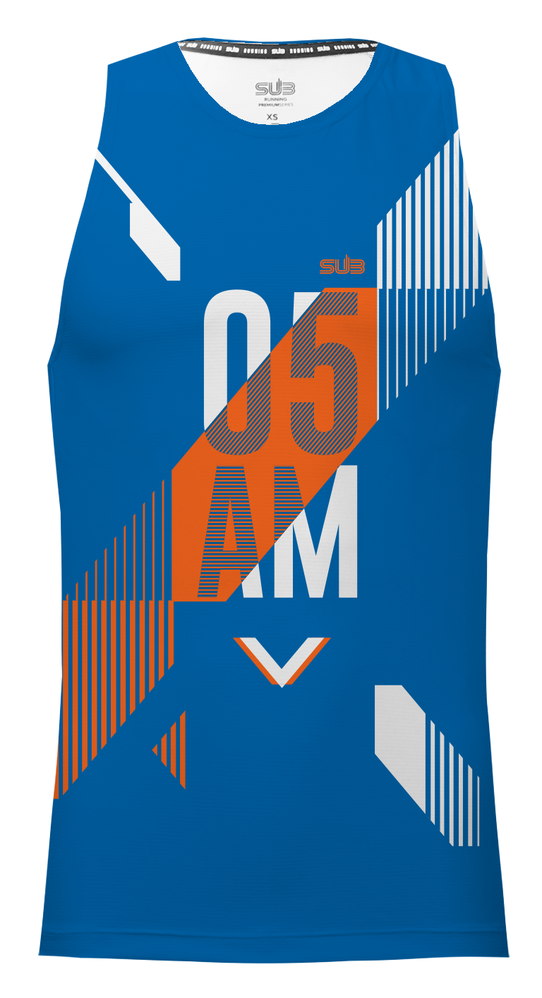 05 AM GENV MEN TANK RUNNING JERSEY BLUE